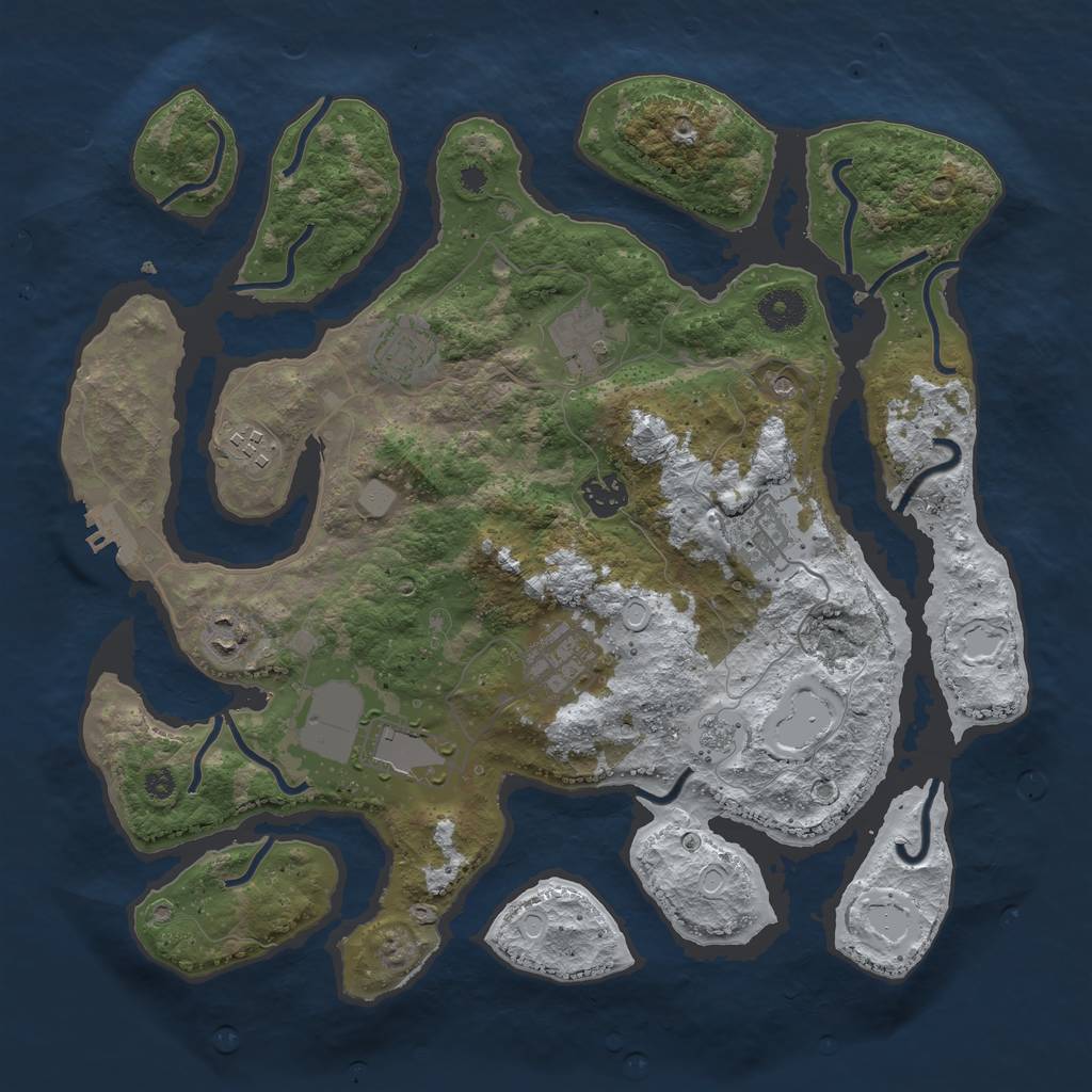 Rust Map: Procedural Map, Size: 3700, Seed: 5038079, 16 Monuments