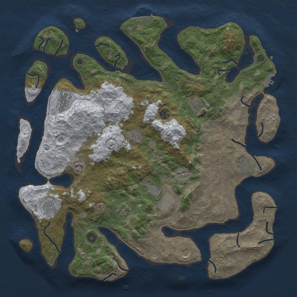 Rust Map: Procedural Map, Size: 4500, Seed: 5021687, 20 Monuments