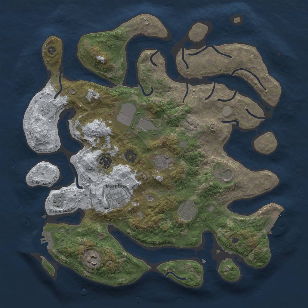 Rust Map: Procedural Map, Size: 3700, Seed: 4202282, 17 Monuments