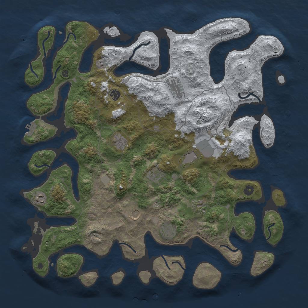 Rust Map: Procedural Map, Size: 4500, Seed: 48966984, 18 Monuments