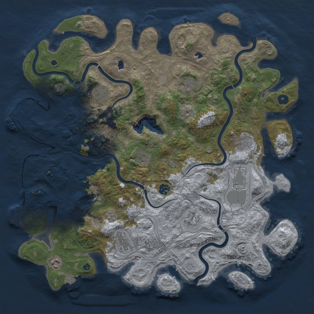 Rust Map: Procedural Map, Size: 4500, Seed: 3386645, 16 Monuments