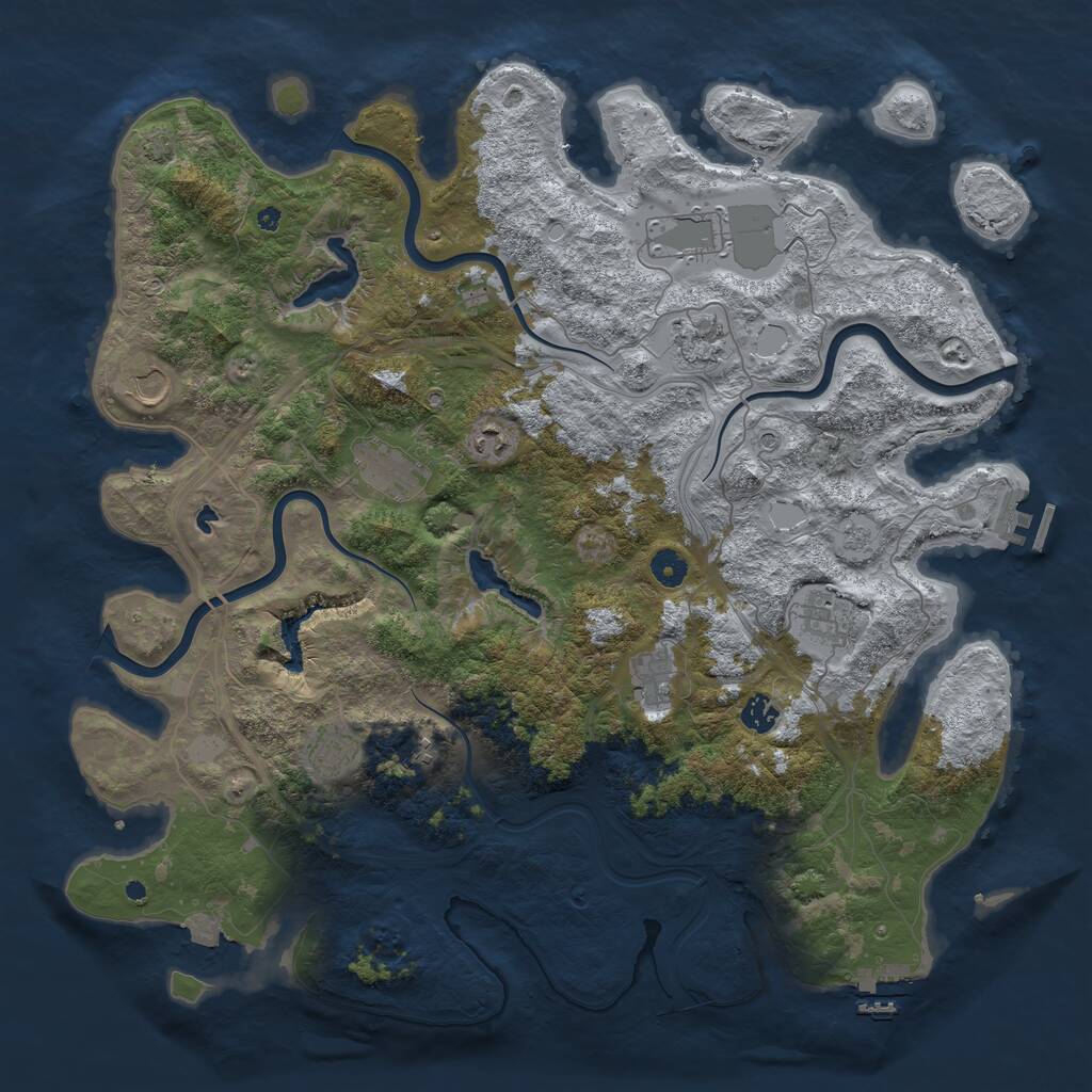 Rust Map: Procedural Map, Size: 4500, Seed: 666825, 16 Monuments