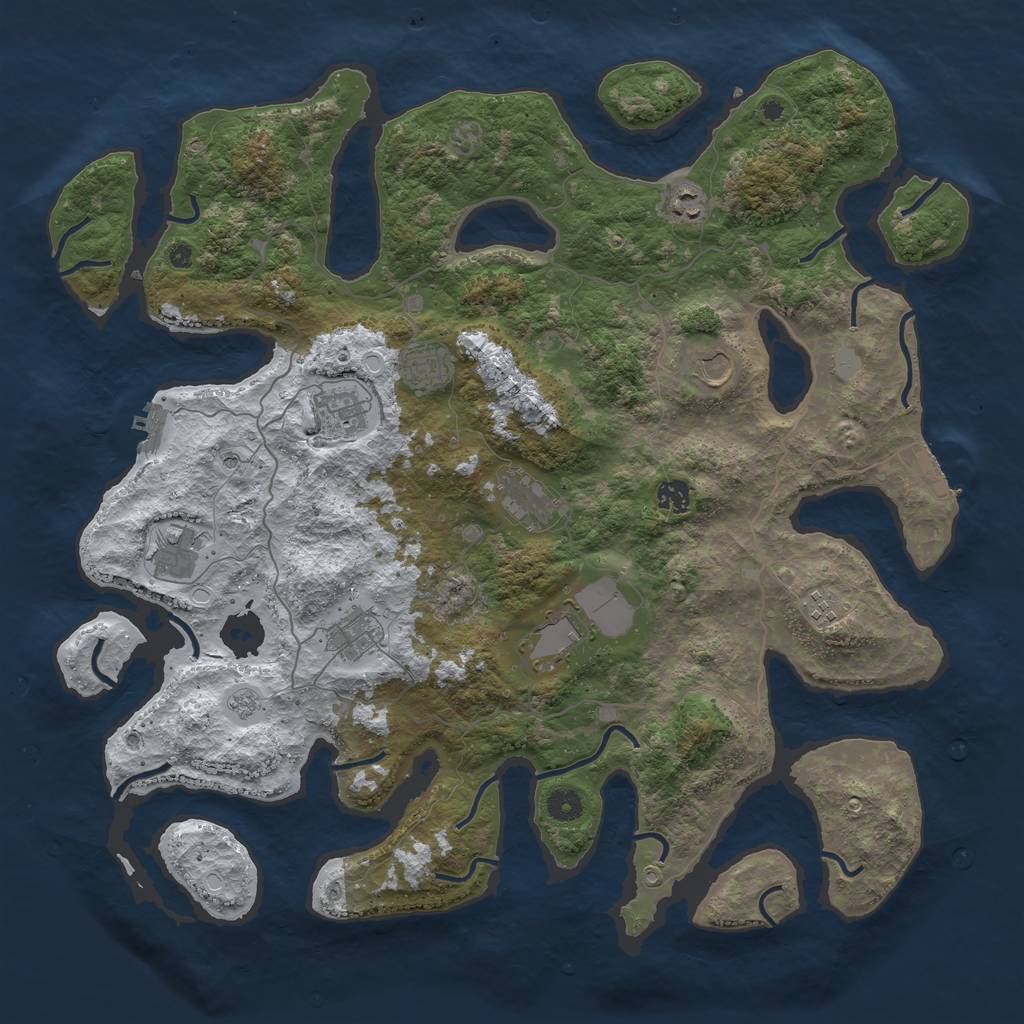 Rust Map: Procedural Map, Size: 4500, Seed: 3393547, 19 Monuments