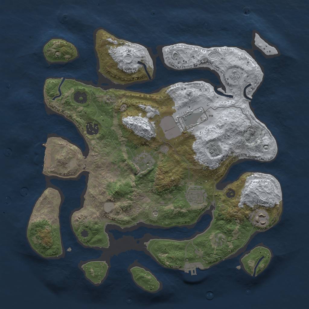 Rust Map: Procedural Map, Size: 3500, Seed: 5888755, 15 Monuments