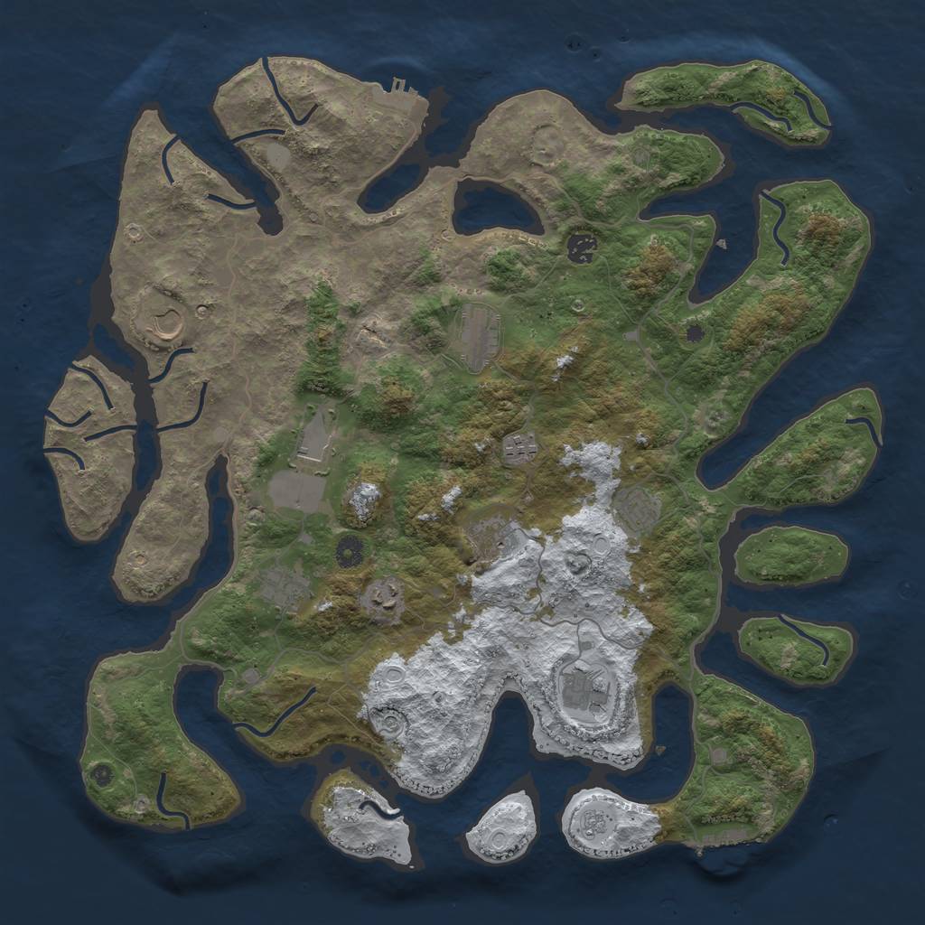 Rust Map: Procedural Map, Size: 4500, Seed: 3988357, 19 Monuments