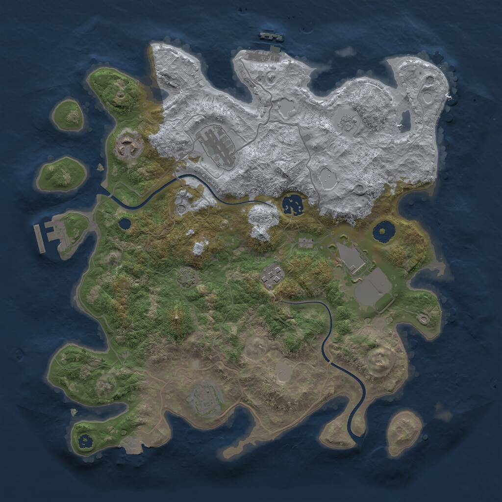 Rust Map: Procedural Map, Size: 3500, Seed: 2404532, 12 Monuments