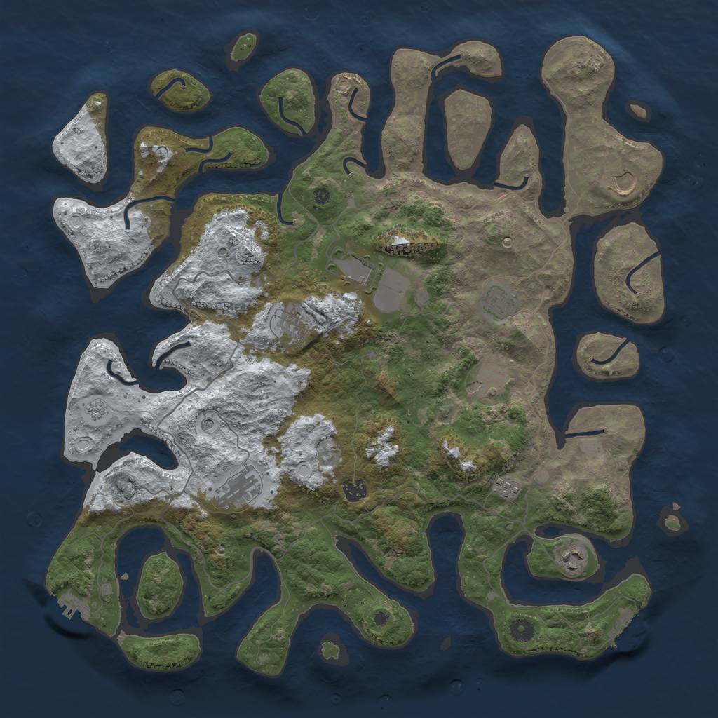 Rust Map: Procedural Map, Size: 4500, Seed: 3680264, 18 Monuments