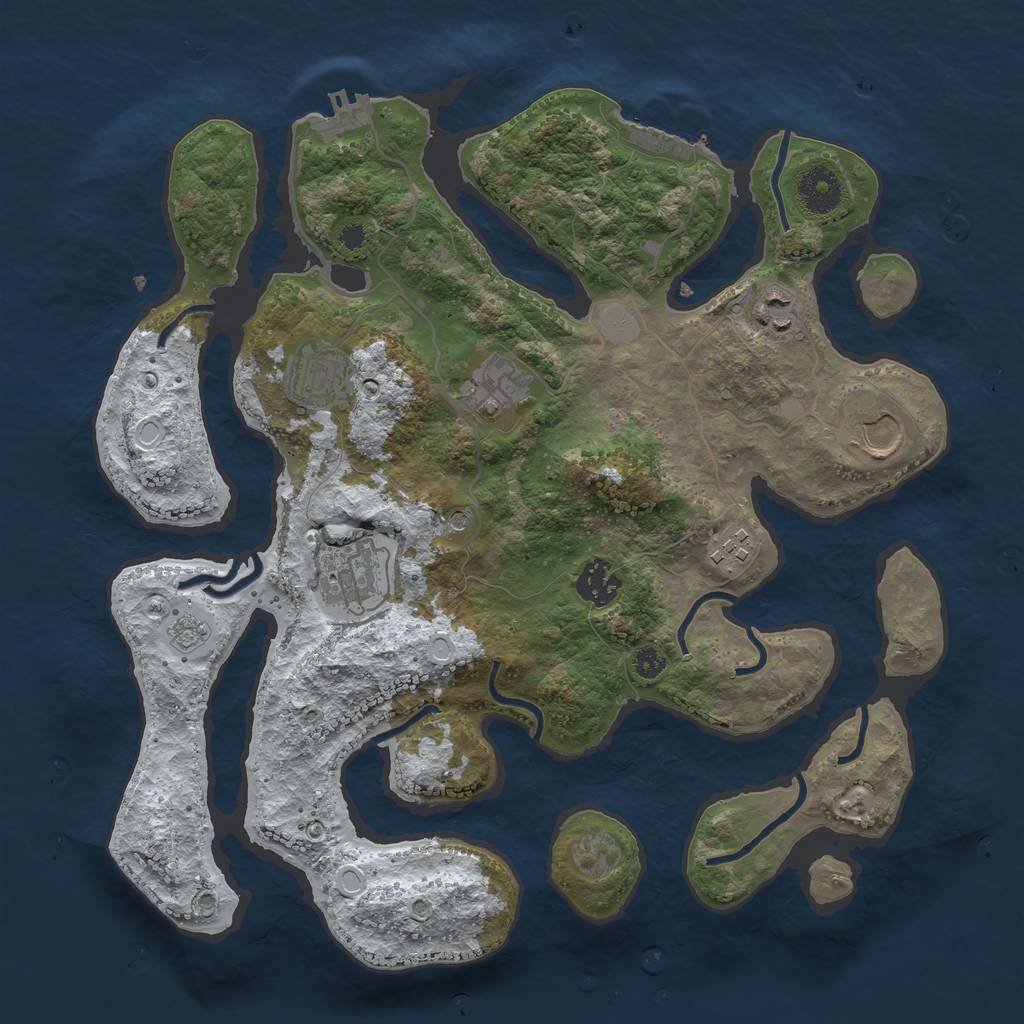 Rust Map: Procedural Map, Size: 3500, Seed: 1414237, 16 Monuments
