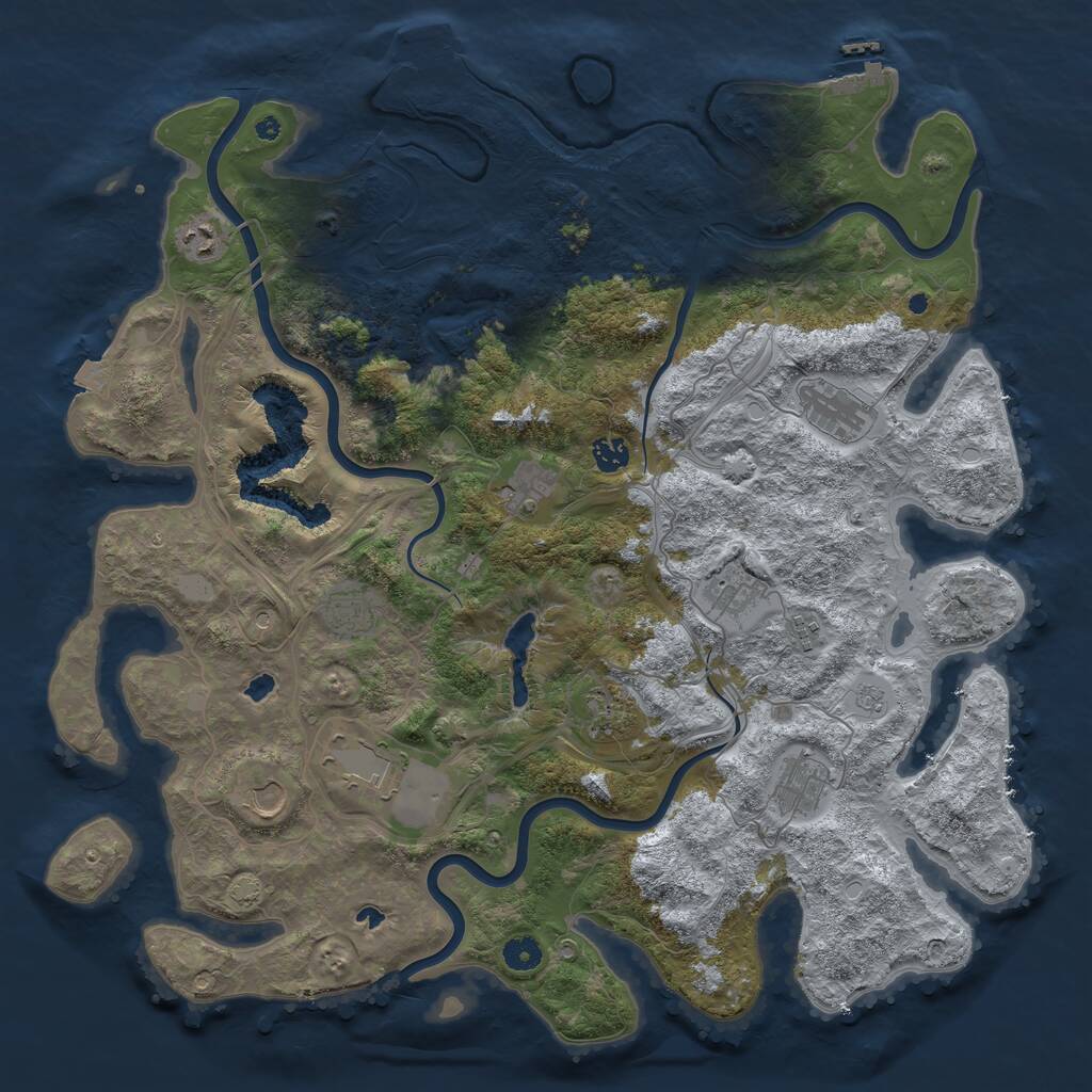 Rust Map: Procedural Map, Size: 4500, Seed: 5555916, 17 Monuments