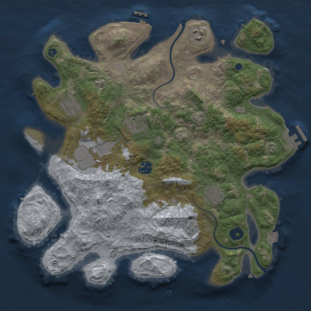 Rust Map: Procedural Map, Size: 3500, Seed: 57774369, 13 Monuments