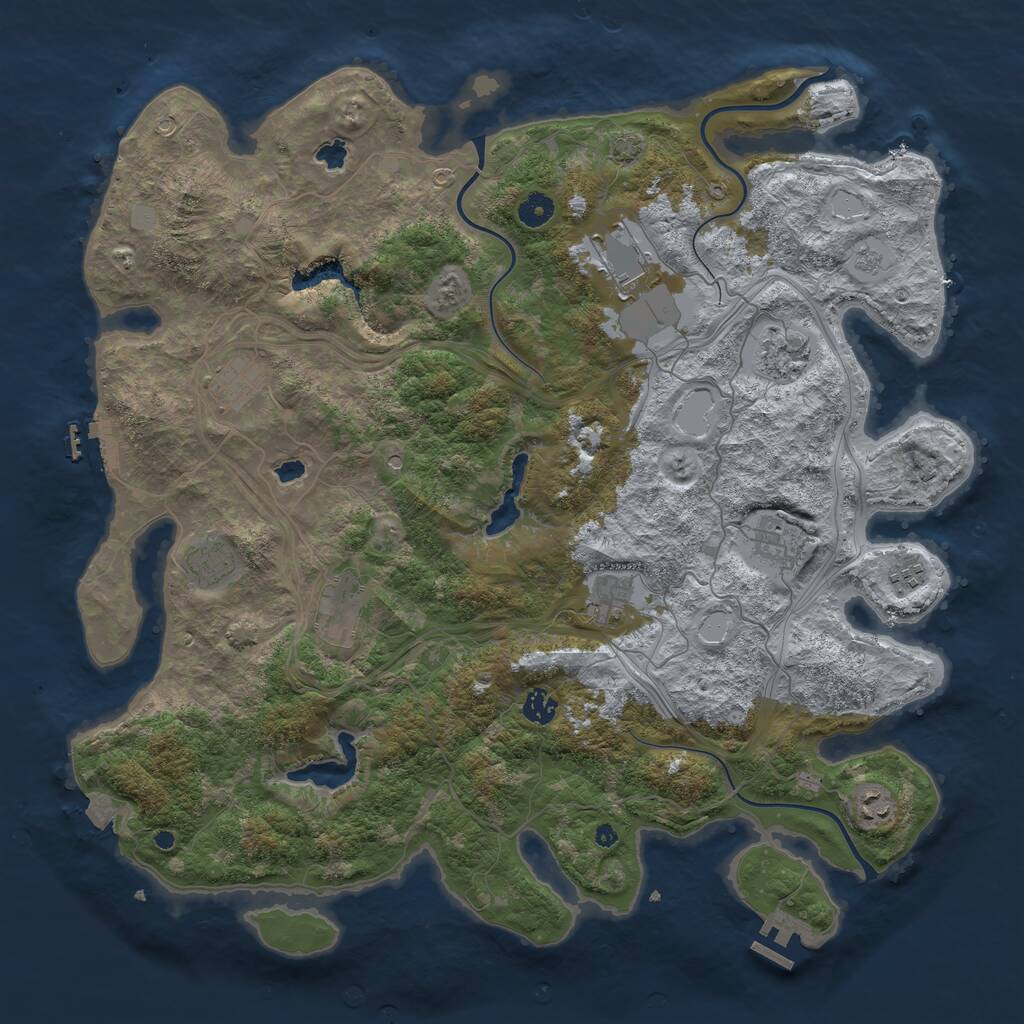 Rust Map: Procedural Map, Size: 4500, Seed: 5119088, 16 Monuments