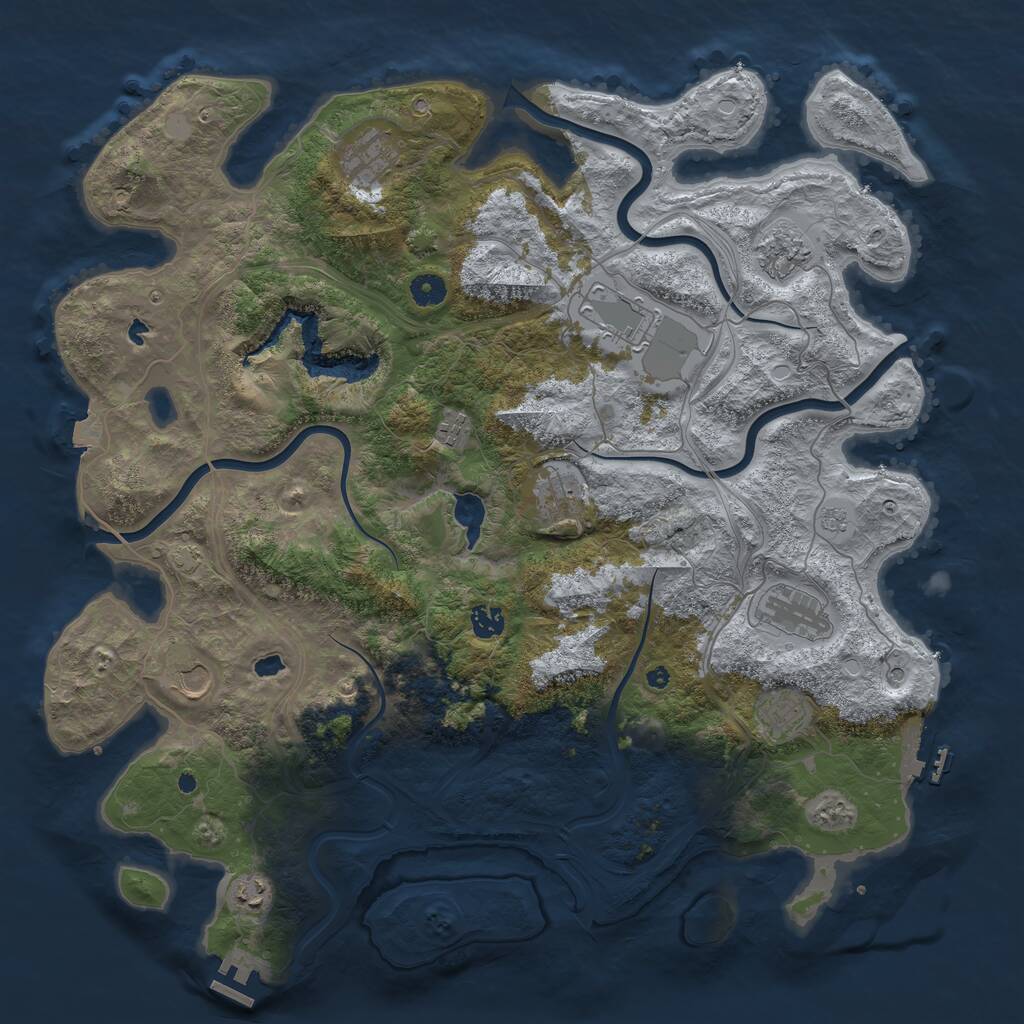 Rust Map: Procedural Map, Size: 4500, Seed: 259789, 16 Monuments