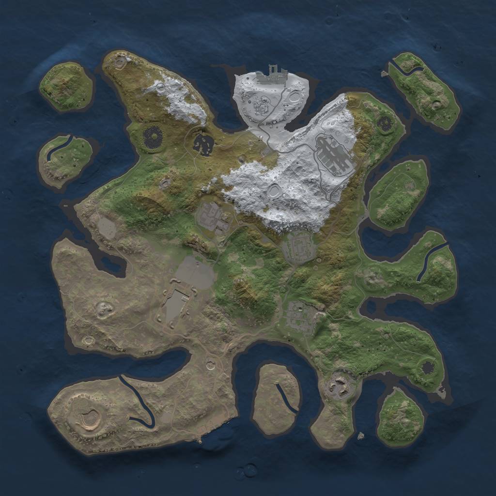 Rust Map: Procedural Map, Size: 3500, Seed: 716396, 17 Monuments