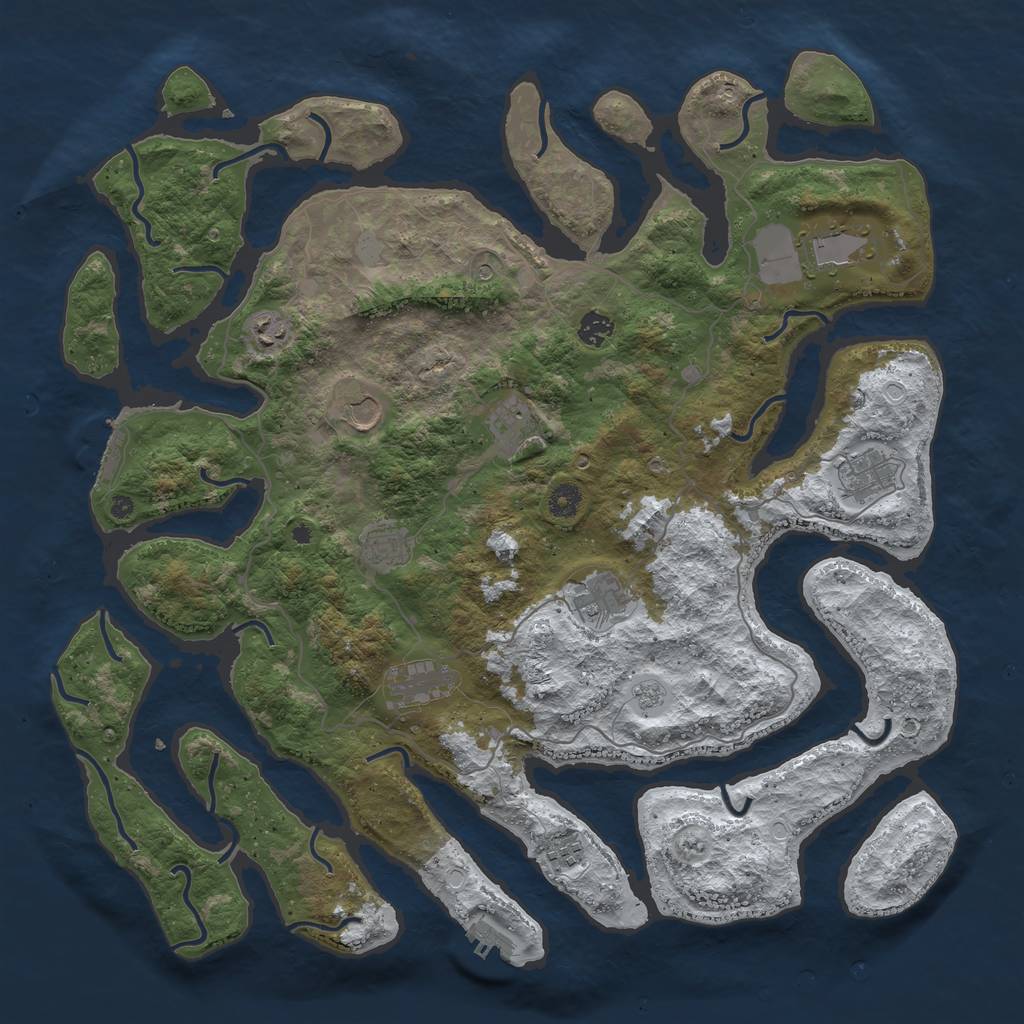 Rust Map: Procedural Map, Size: 4500, Seed: 1465218, 19 Monuments