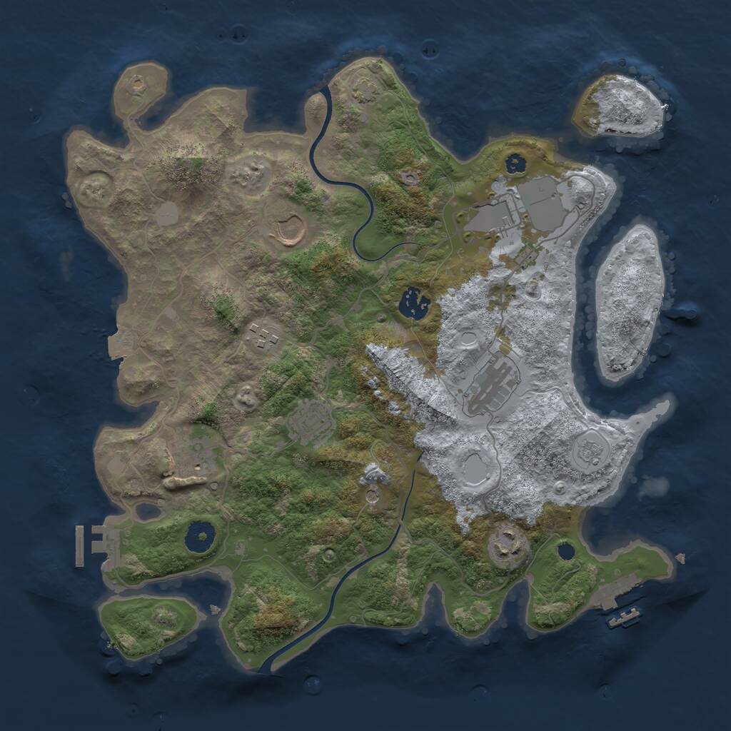 Rust Map: Procedural Map, Size: 3550, Seed: 912330, 14 Monuments