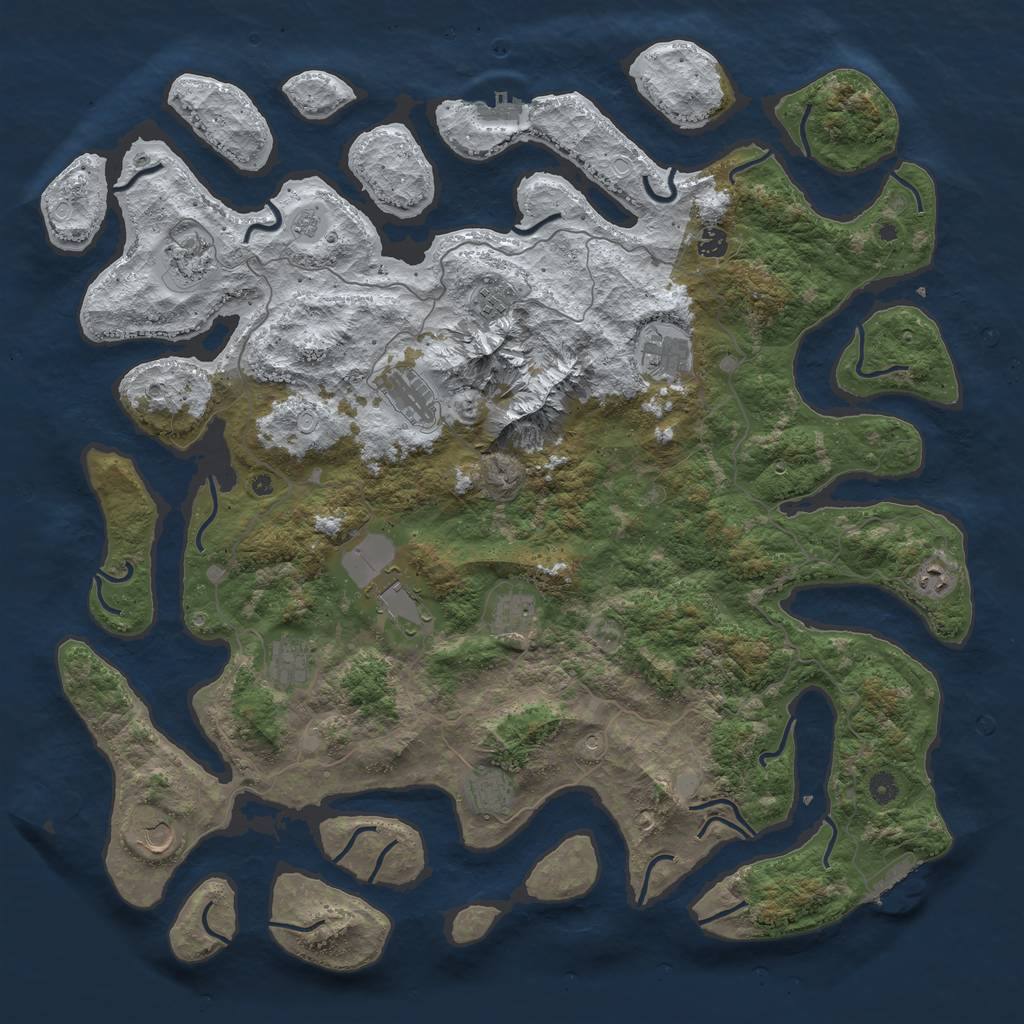 Rust Map: Procedural Map, Size: 5000, Seed: 334557865, 20 Monuments