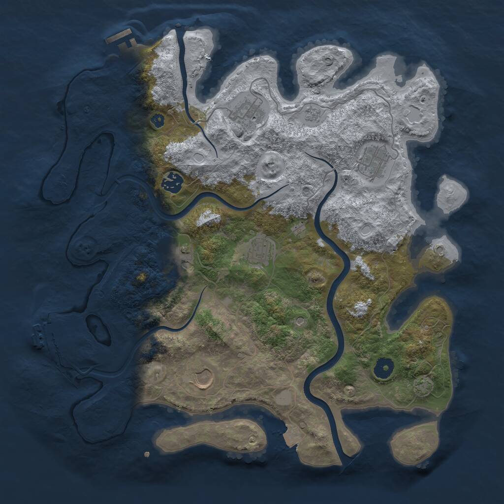 Rust Map: Procedural Map, Size: 3700, Seed: 3729940, 12 Monuments