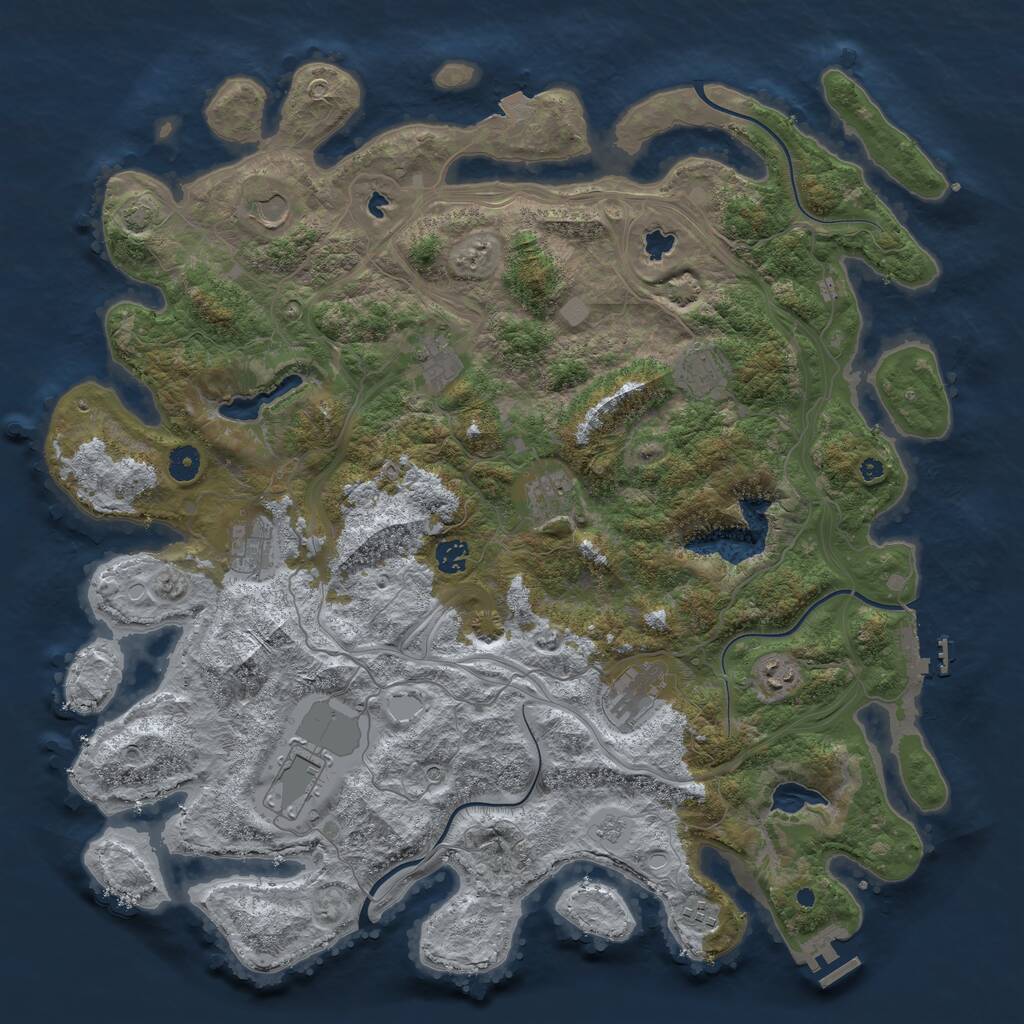 Rust Map: Procedural Map, Size: 4500, Seed: 4071876, 16 Monuments