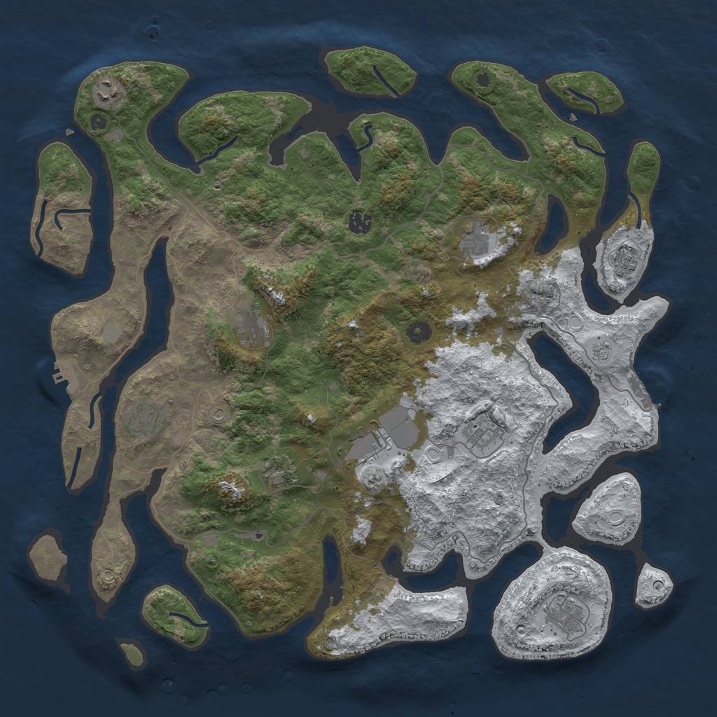 Rust Map: Procedural Map, Size: 4500, Seed: 5591227, 19 Monuments