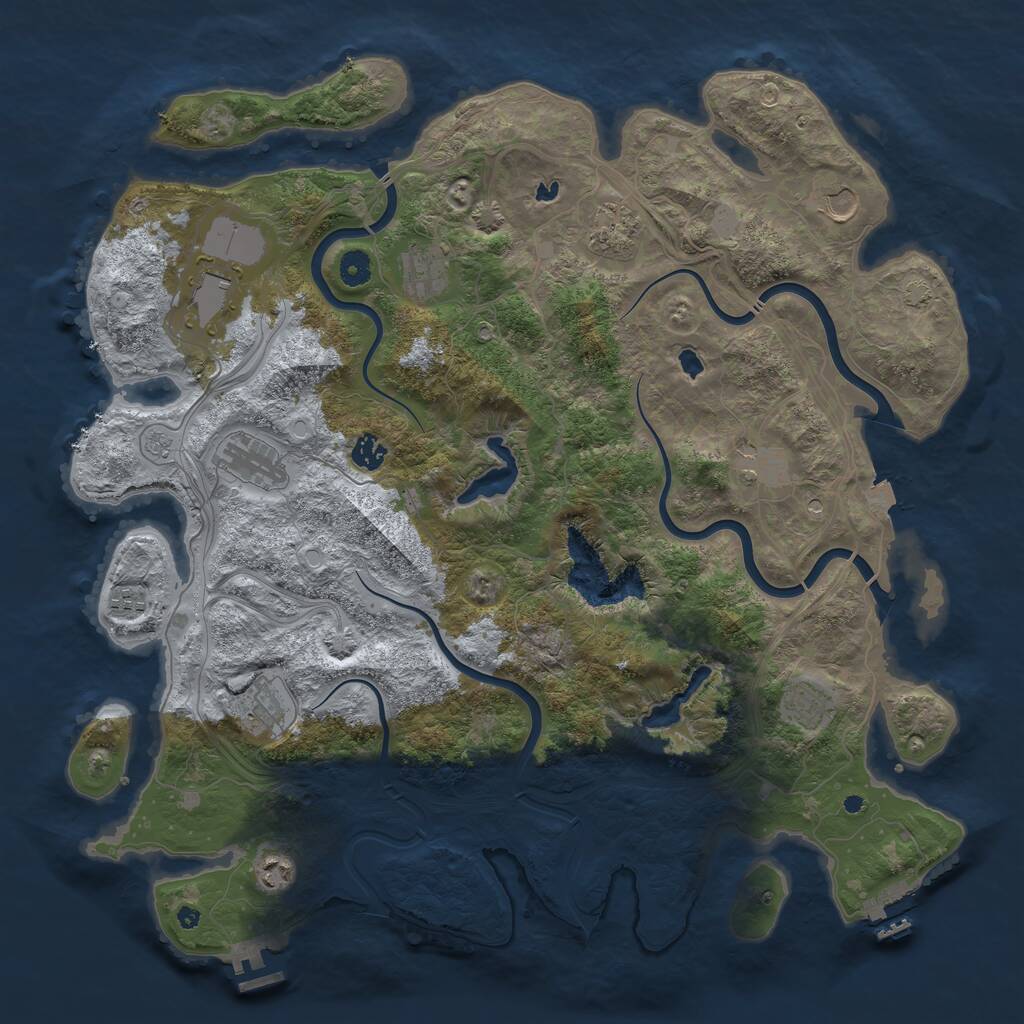 Rust Map: Procedural Map, Size: 4500, Seed: 583227, 17 Monuments