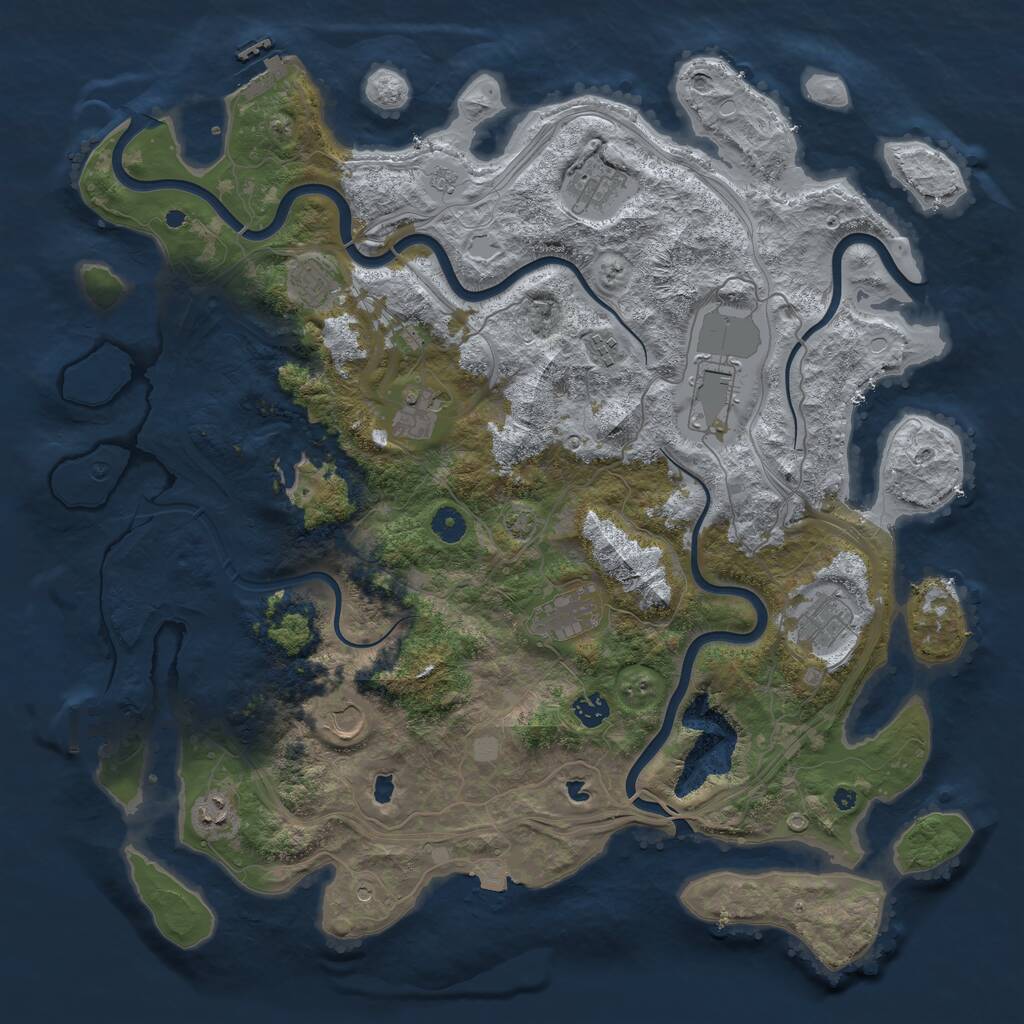 Rust Map: Procedural Map, Size: 4500, Seed: 3662466, 16 Monuments