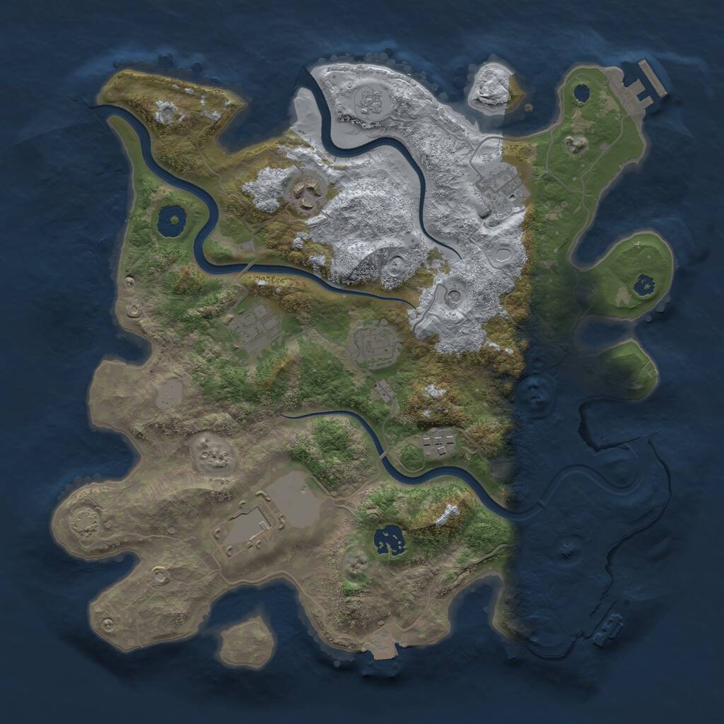 Rust Map: Procedural Map, Size: 3500, Seed: 644971674, 13 Monuments