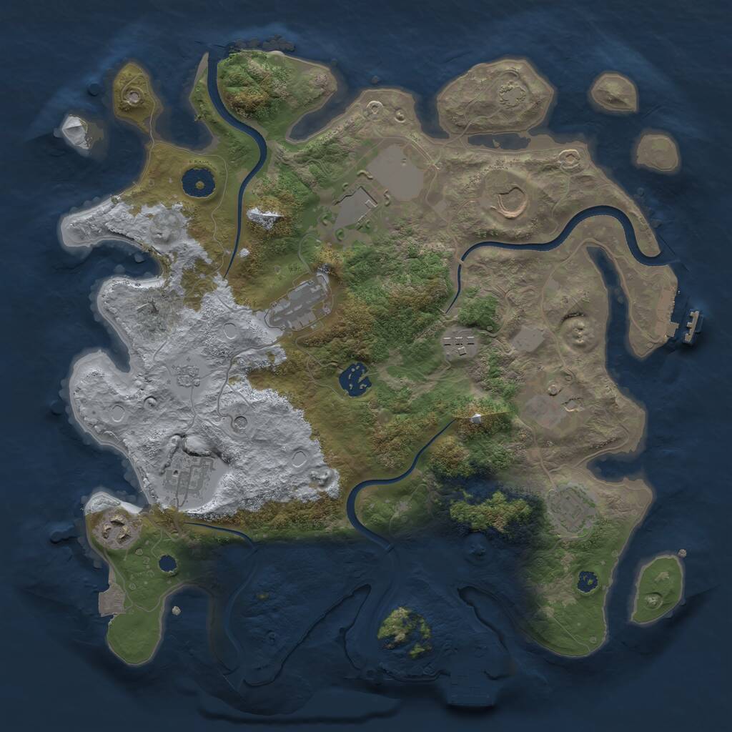 Rust Map: Procedural Map, Size: 3500, Seed: 1247742, 15 Monuments