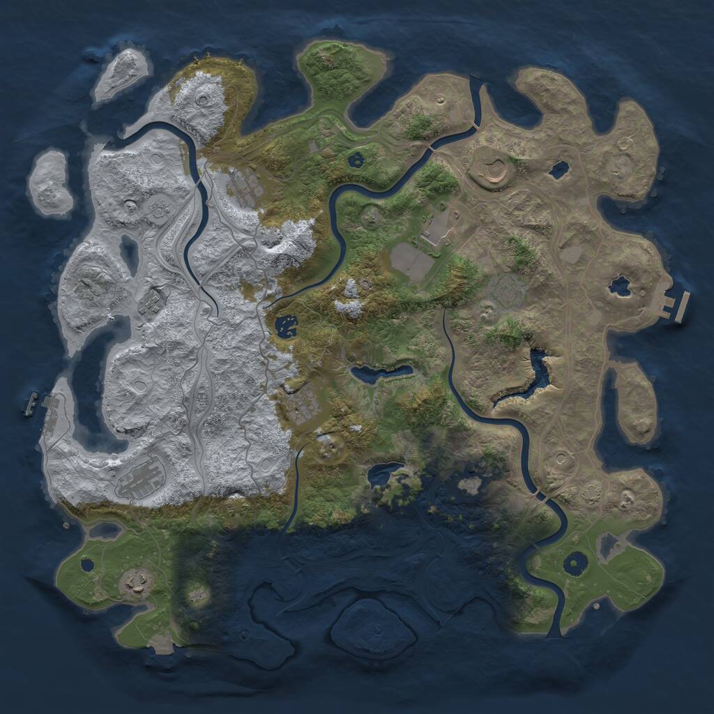 Rust Map: Procedural Map, Size: 4500, Seed: 1175295, 16 Monuments
