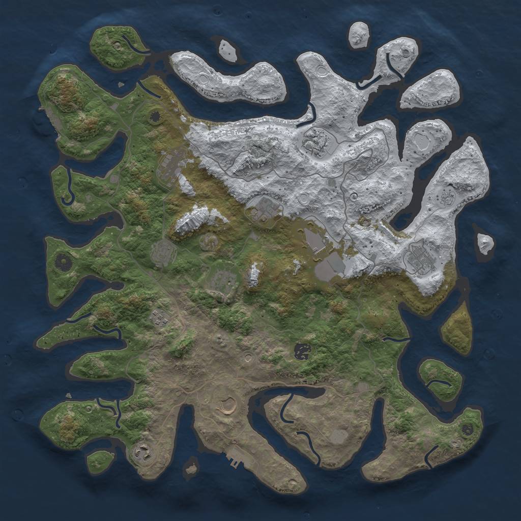 Rust Map: Procedural Map, Size: 4500, Seed: 4927914, 20 Monuments