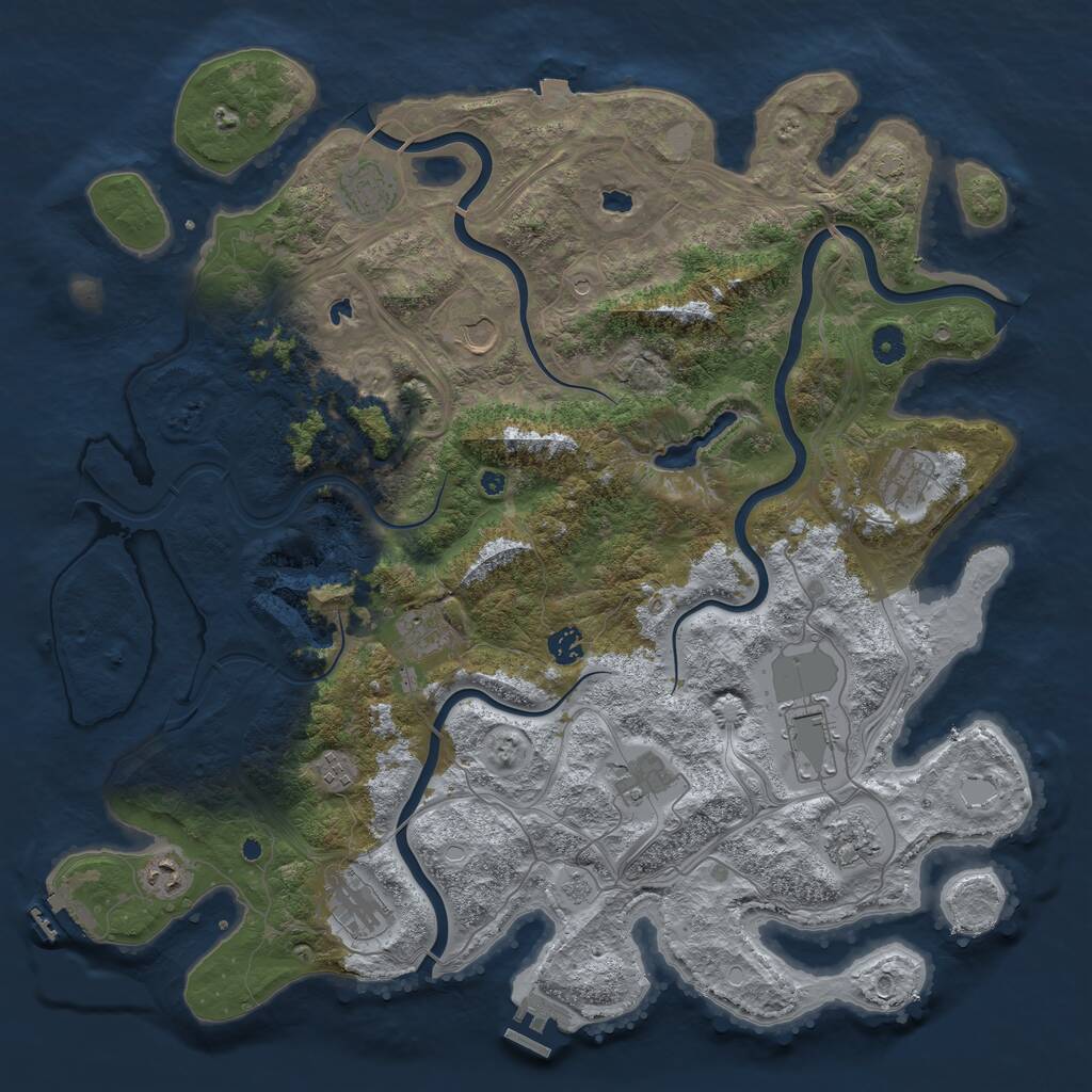 Rust Map: Procedural Map, Size: 4500, Seed: 6258011, 17 Monuments