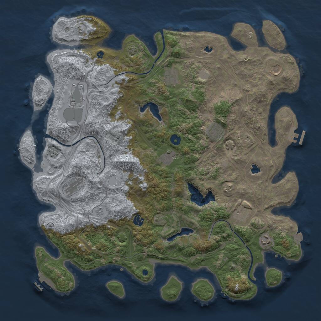 Rust Map: Procedural Map, Size: 4500, Seed: 5145825, 16 Monuments