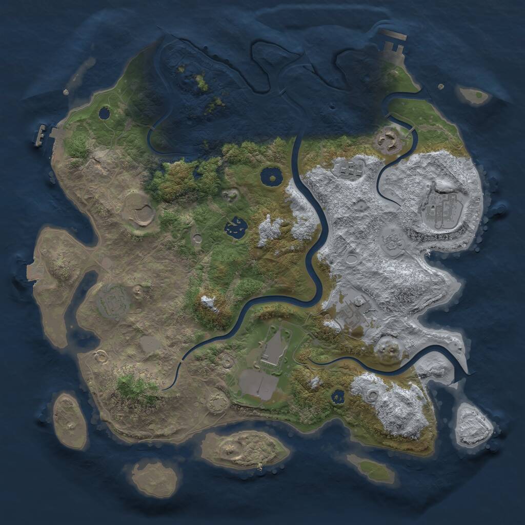 Rust Map: Procedural Map, Size: 3700, Seed: 600433, 14 Monuments