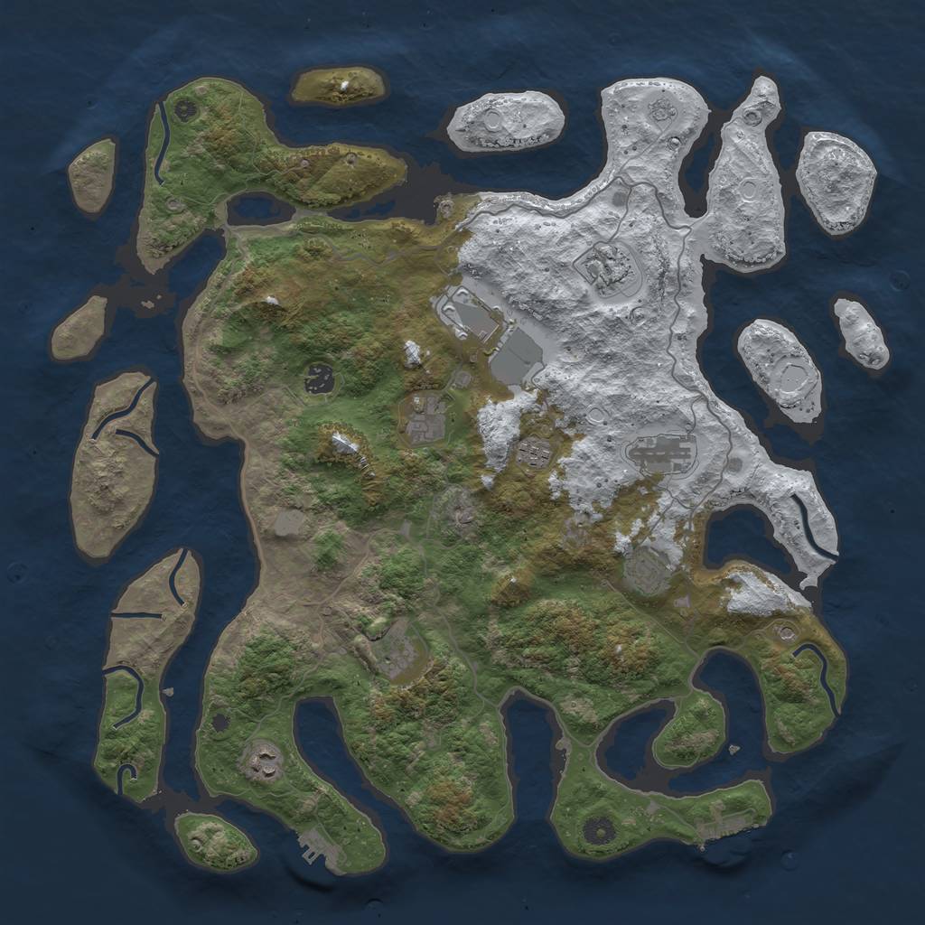 Rust Map: Procedural Map, Size: 4500, Seed: 3355457, 18 Monuments