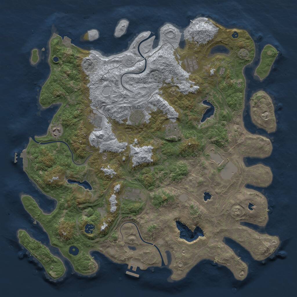 Rust Map: Procedural Map, Size: 4500, Seed: 4345493, 15 Monuments