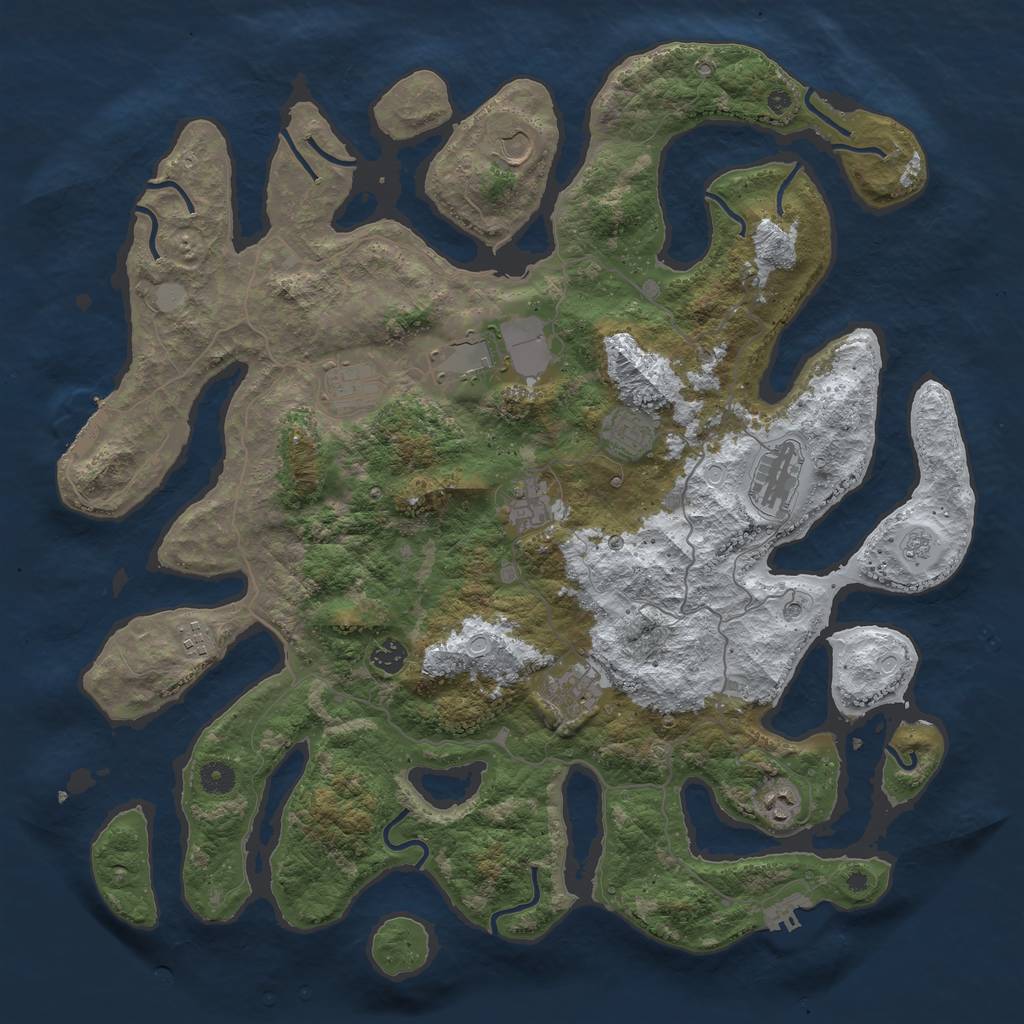 Rust Map: Procedural Map, Size: 4500, Seed: 3329078, 19 Monuments