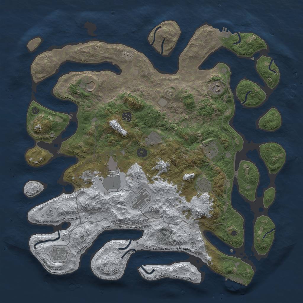 Rust Map: Procedural Map, Size: 4500, Seed: 2504691, 19 Monuments