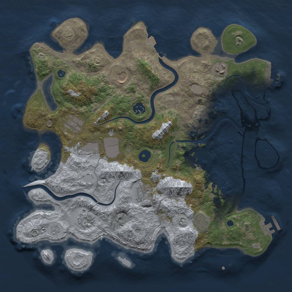 Rust Map: Procedural Map, Size: 3700, Seed: 3942029, 16 Monuments