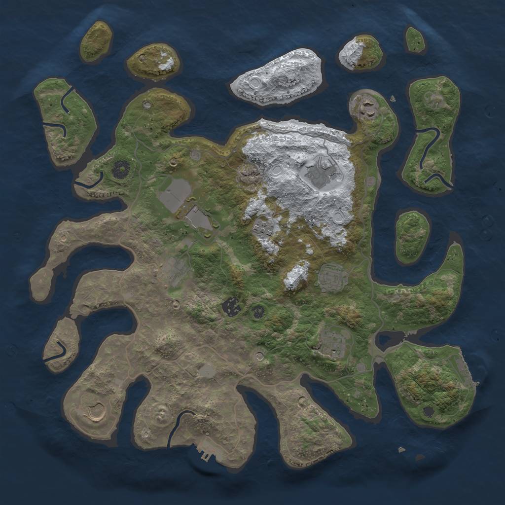 Rust Map: Procedural Map, Size: 4000, Seed: 3873866, 17 Monuments