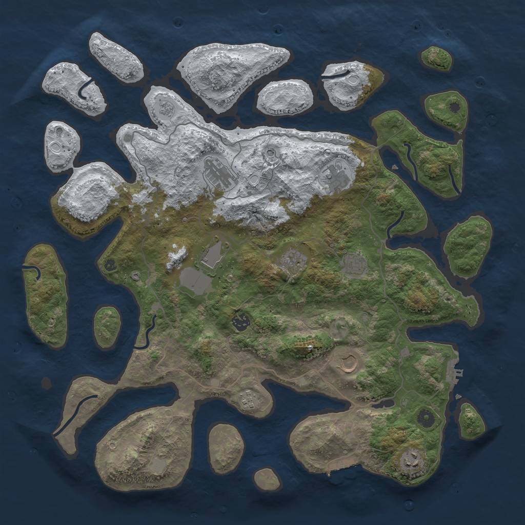Rust Map: Procedural Map, Size: 4500, Seed: 1462545, 18 Monuments