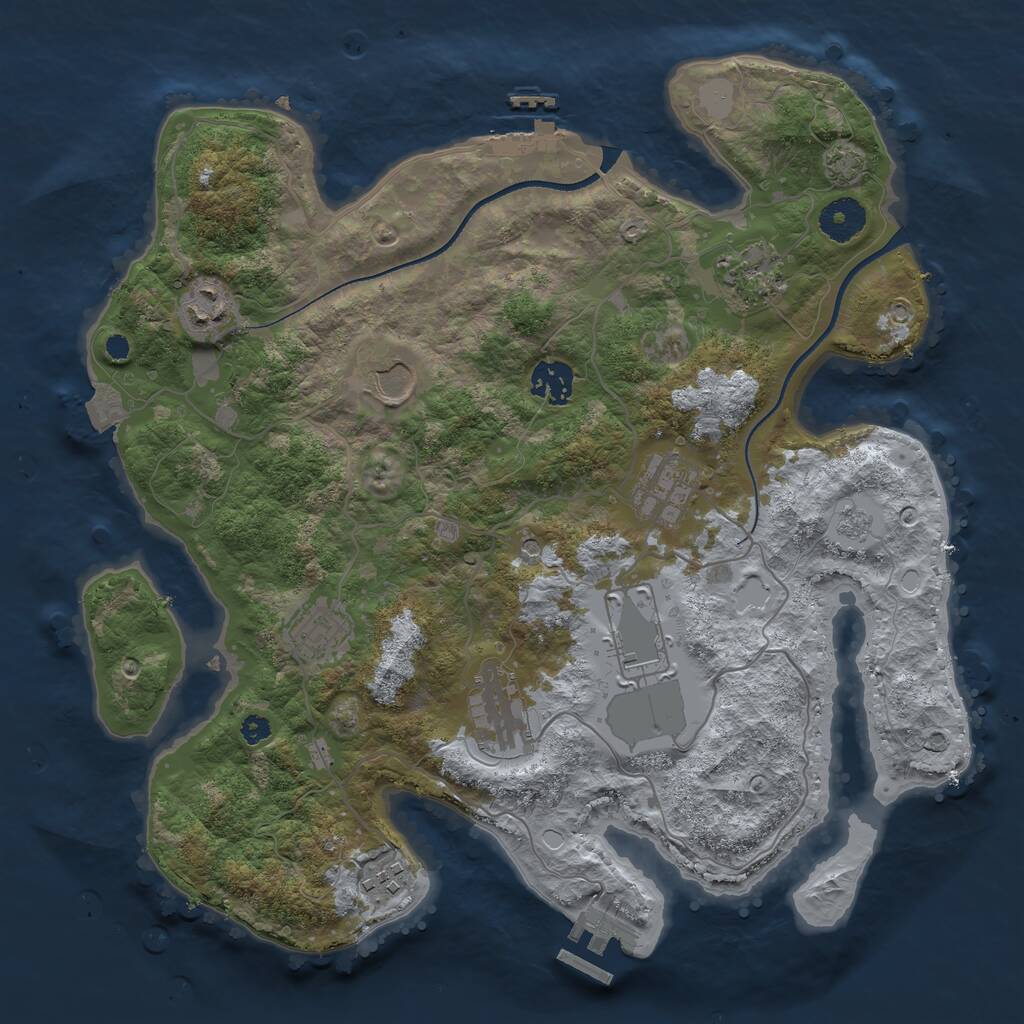 Rust Map: Procedural Map, Size: 3500, Seed: 5443857, 15 Monuments