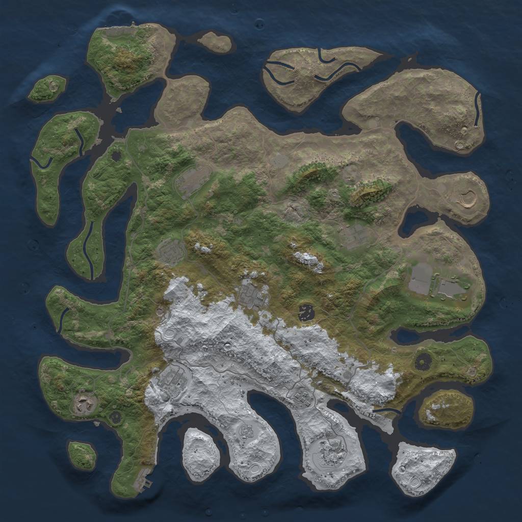 Rust Map: Procedural Map, Size: 4500, Seed: 3549070, 20 Monuments
