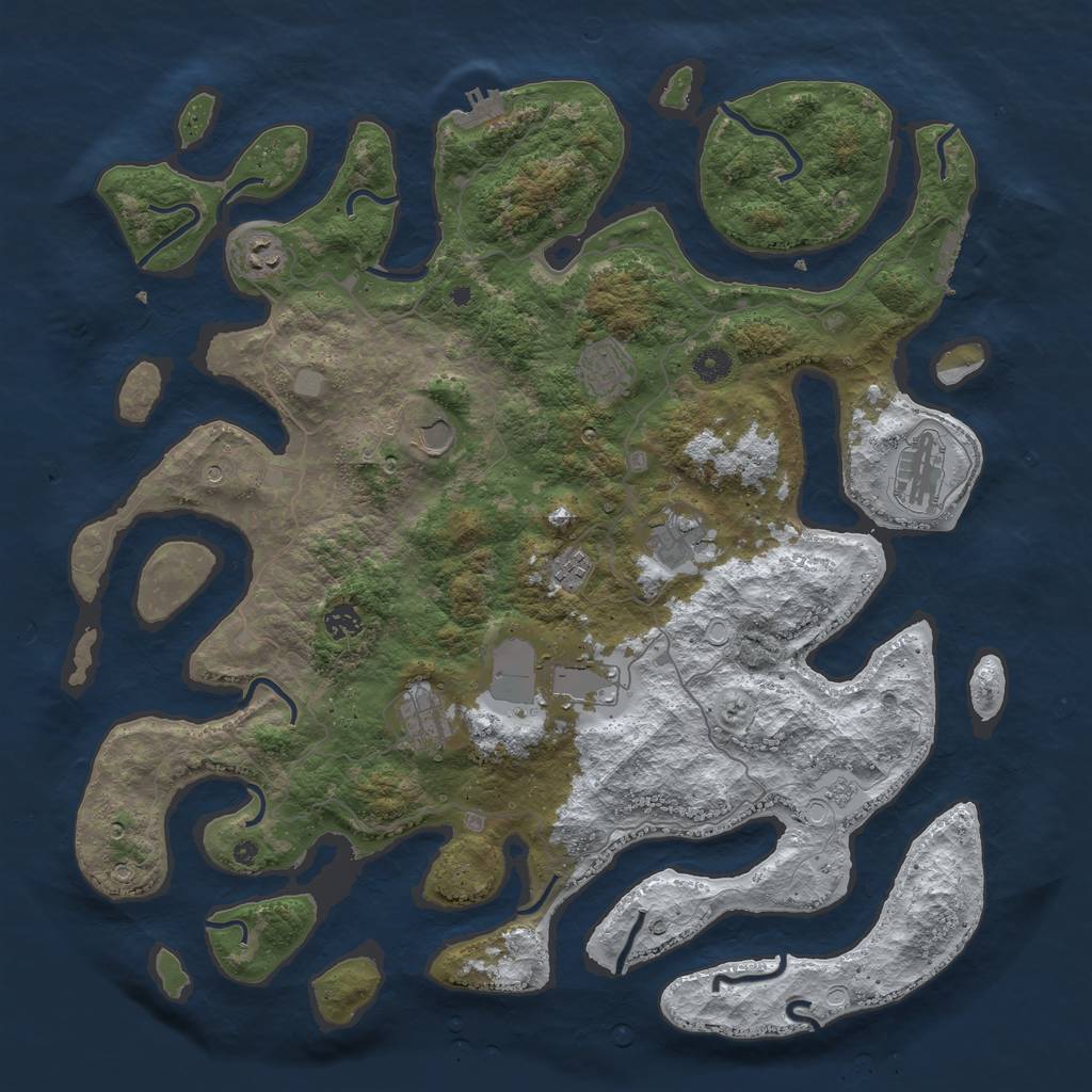 Rust Map: Procedural Map, Size: 4500, Seed: 17619, 18 Monuments