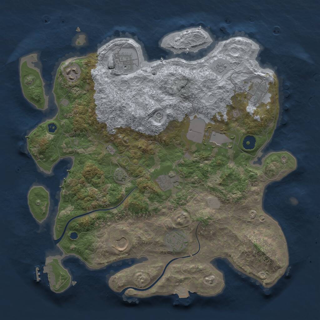 Rust Map: Procedural Map, Size: 3500, Seed: 3712732, 12 Monuments