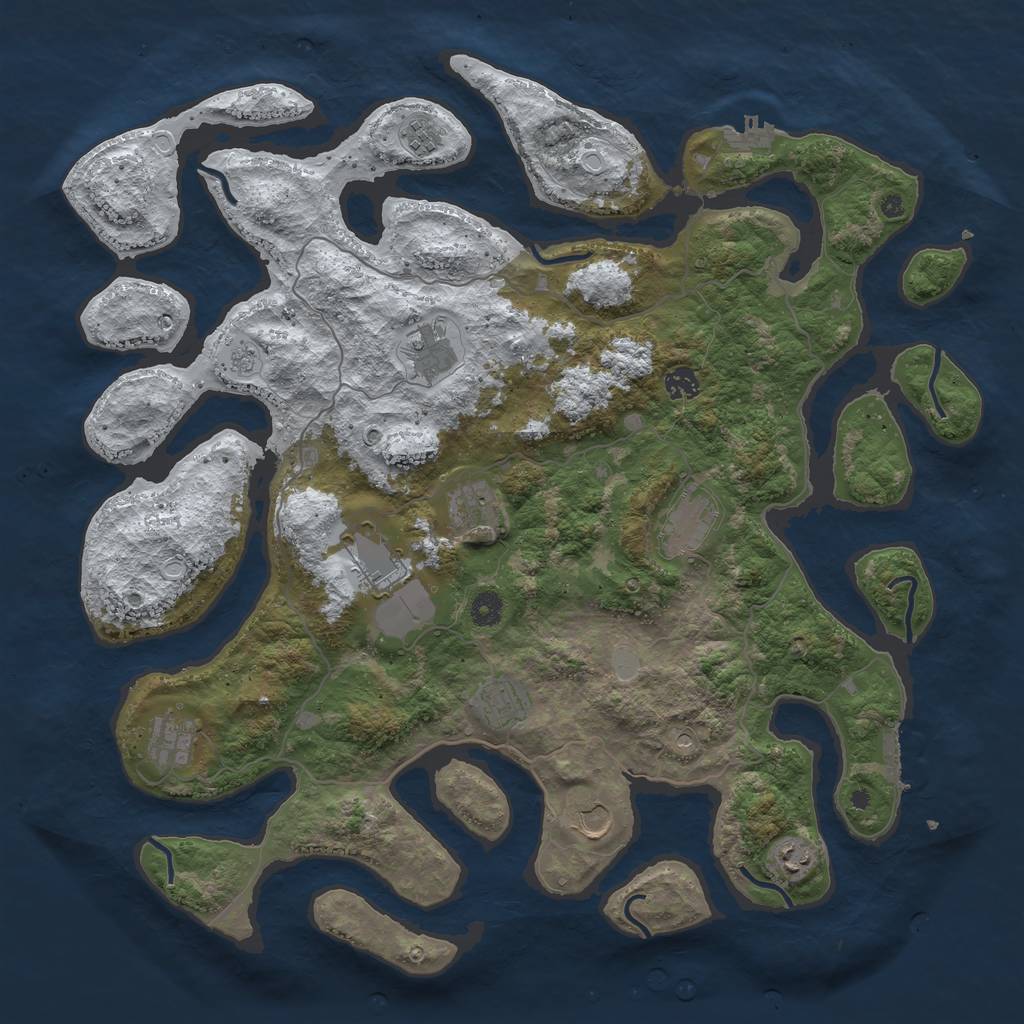 Rust Map: Procedural Map, Size: 4500, Seed: 2977993, 19 Monuments