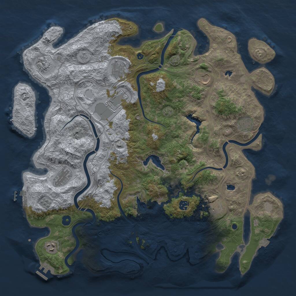Rust Map: Procedural Map, Size: 4500, Seed: 5385232, 16 Monuments