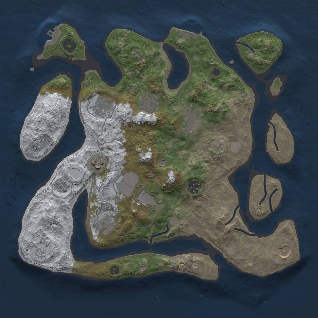 Rust Map: Procedural Map, Size: 3550, Seed: 585380, 18 Monuments