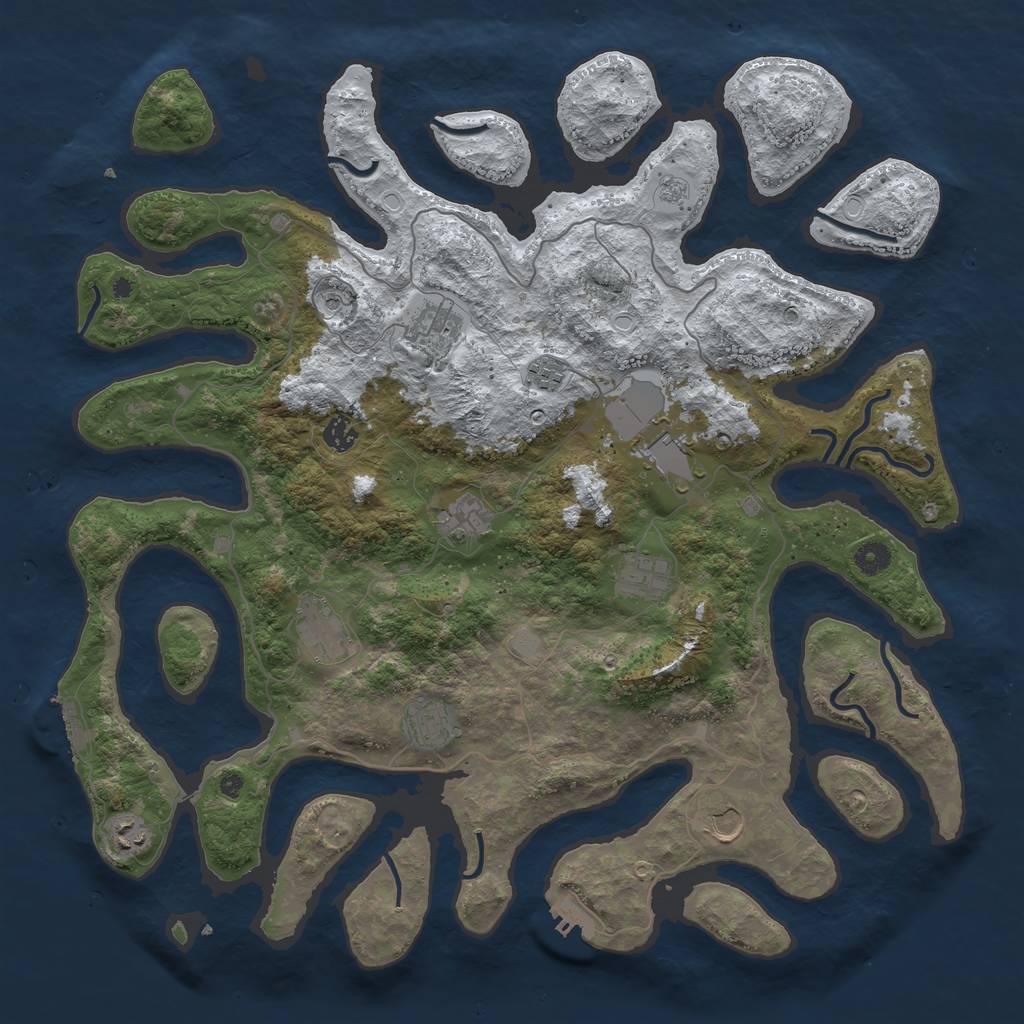 Rust Map: Procedural Map, Size: 4500, Seed: 779349, 19 Monuments