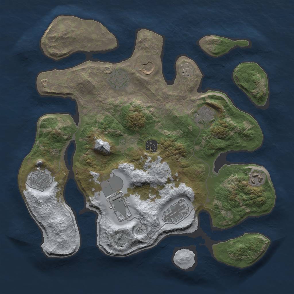 Rust Map: Barren, Size: 3500, Seed: 434257, 12 Monuments