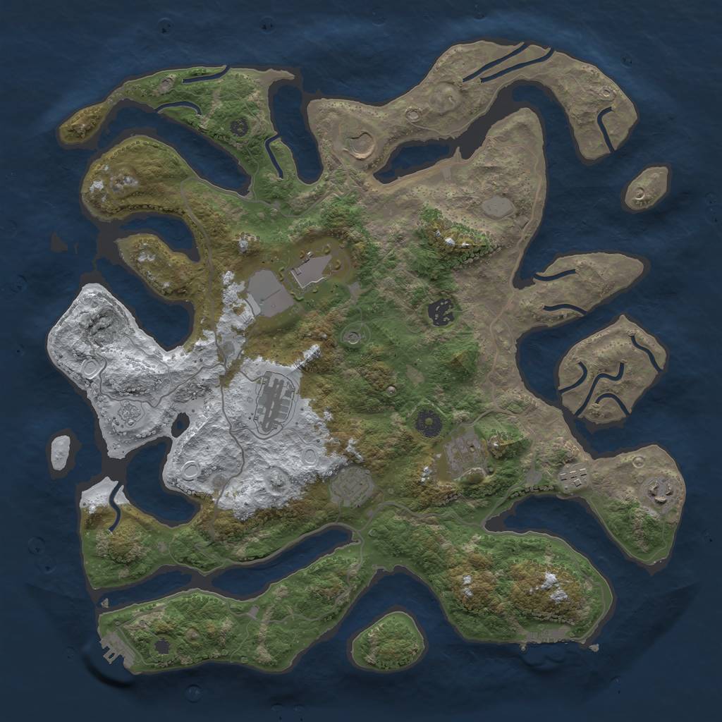 Rust Map: Procedural Map, Size: 4000, Seed: 4405551, 17 Monuments