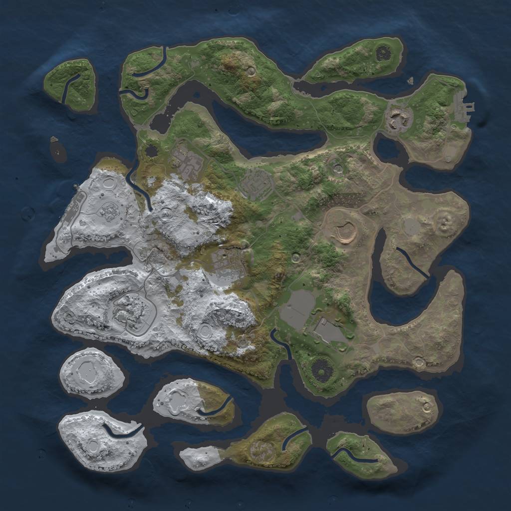 Rust Map: Procedural Map, Size: 3500, Seed: 4212200, 16 Monuments